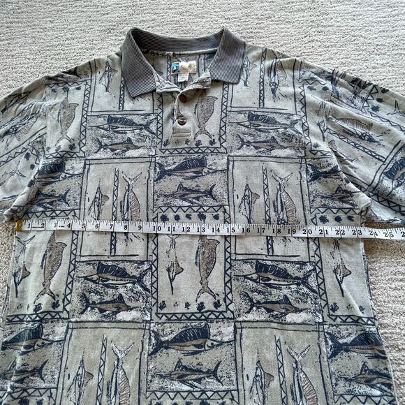 🔥KAHALA Hawaiian USA Made Marlin Fishing Outdoor 1/4 Button Faded Cotton Shirt - Picture 8 of 13